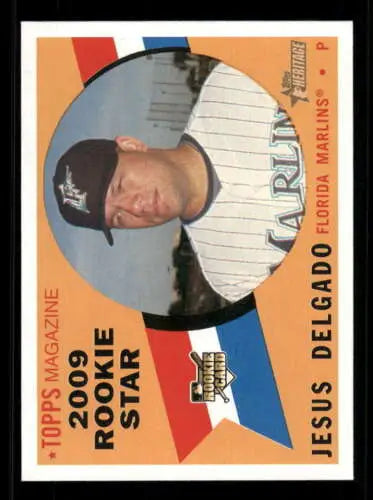 2009 Topps Heritage #125 Jesus Delgado rookie card with original gloss, Marlins