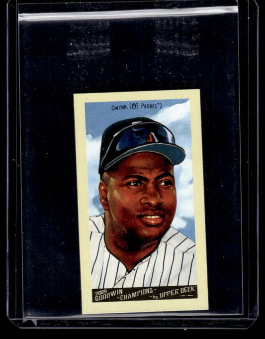 Baseball card of Tony Gwynn in a San Diego Padres pinstriped uniform