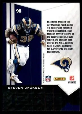 Football trading card of Steven Jackson from 2010 Panini Epix Season Orange #98