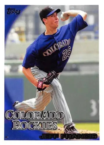 Baseball card featuring Jeff Francis, 2010 Topps #406, original gloss from Rockies