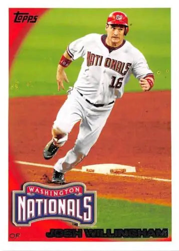 Topps baseball card of Josh Willingham running bases for the Nationals with original gloss