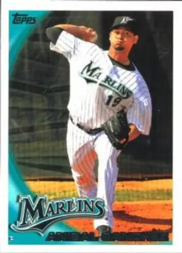 2010 Topps #583 Anibal Sanchez baseball card with original gloss featuring Marlins