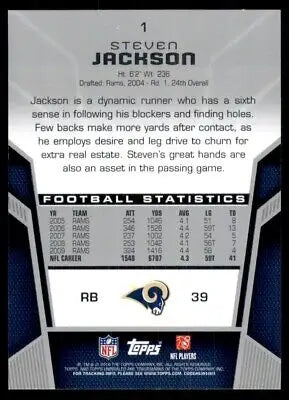 Steven Jackson 2010 Topps Unrivaled St. Louis Rams football card text-align center