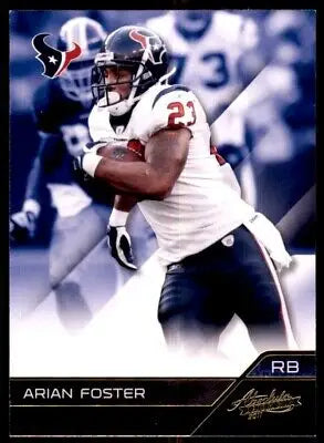 Football trading card of Arian Foster in white jersey from Panini Absolute Memorabilia