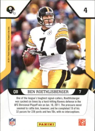 Ben Roethlisberger 2011 Panini Score Millennium Men football card with original gloss