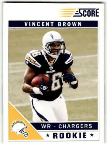 Vincent Brown rookie football card from 2011 Panini Score showing original gloss quality