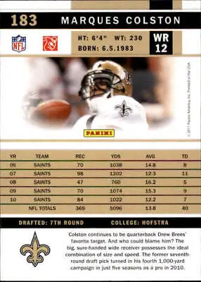 Marques Colston 2011 Score #183 New Orleans Saints Football Card NFL Sport NM-MT