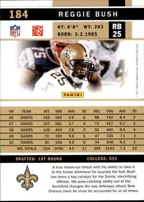 Reggie Bush 2011 Score #184 New Orleans Saints Football Card NFL Sports NM-MT