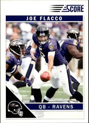 Joe Flacco Baltimore Ravens quarterback taking a snap on 2011 Score football trading card