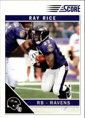 Ray Rice Baltimore Ravens running back football card in purple uniform carrying ball