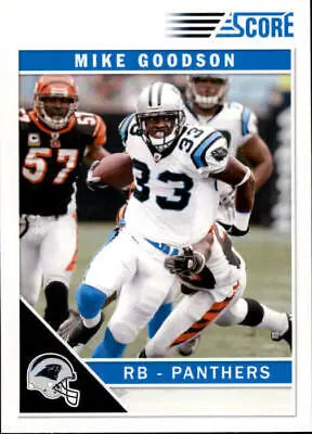 Mike Goodson Carolina Panthers football card showing running back in white uniform