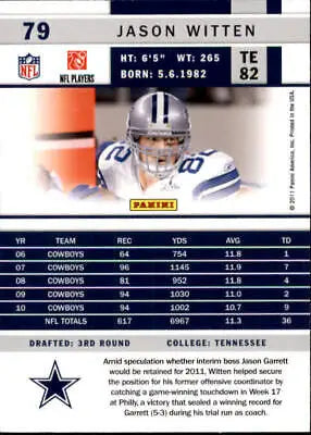 Jason Witten Dallas Cowboys football card 2011 Score #79 in NM-MT condition