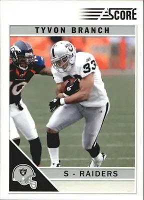 2011 Score Glossy Tyvon Branch NFL Football Card featuring Oakland Raiders design