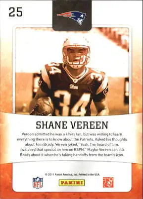 2011 Score Hot Rookies #25 Shane Vereen New England Patriots Football Card NM