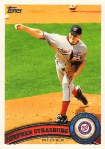 Stephen Strasburg baseball card from 2011 Topps #10 with original gloss NMMT condition