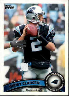 Jimmy Clausen Carolina Panthers quarterback in black uniform on Topps NFL trading card