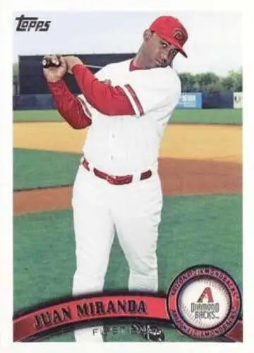 Baseball card featuring Juan Miranda with original gloss, NMMT condition, Diamondbacks