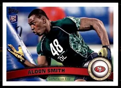 Aldon Smith rookie card from 2011 Topps San Francisco 49ers #178, text-align center display