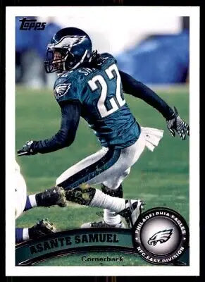 Asante Samuel football card from 2011 Topps Philadelphia Eagles #87 displayed center