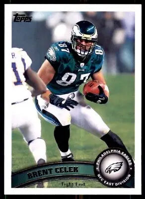 Brent Celek football card from 2011 Topps, Philadelphia Eagles #32, text-align center