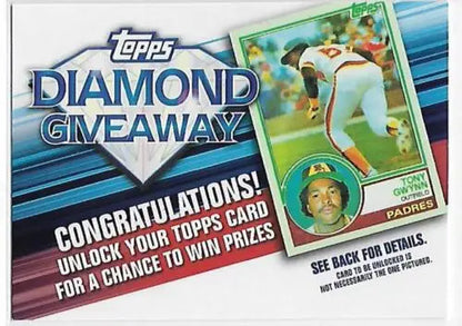 Topps Diamond Giveaway advertisement featuring original gloss Tony Gwynn for collectors