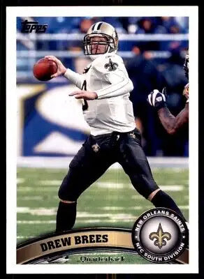 Drew Brees football card from 2011 Topps New Orleans Saints #100, text-align center