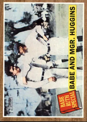 Vintage baseball card featuring Babe Ruth Babe and Manager Huggins from Topps Heritage