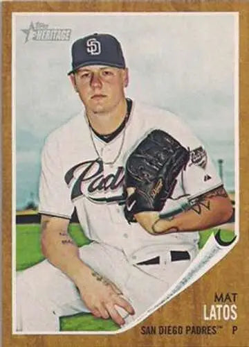 Mat Latos NMMT baseball card from 2011 Topps Heritage with original gloss finish