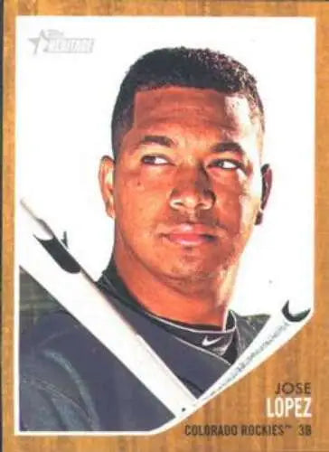 Baseball card of José Lopez with original gloss from Topps Heritage NMMT condition