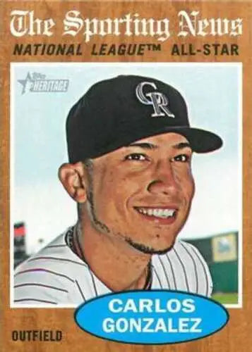 2011 Topps Heritage #396 Carlos Gonzalez baseball card with original gloss from Rockies