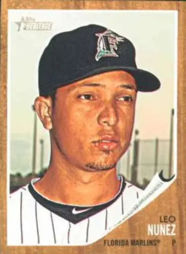 Baseball card of Leo Nunez NMMT from 2011 Topps Heritage with original gloss finish