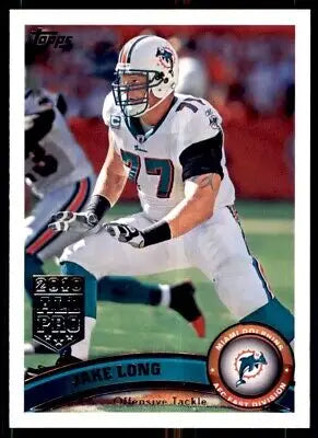 Jake Long Miami Dolphins football card from 2011 Topps collectible series