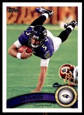 Joe Flacco diving with football for Baltimore Ravens 2011 Topps #241 card image