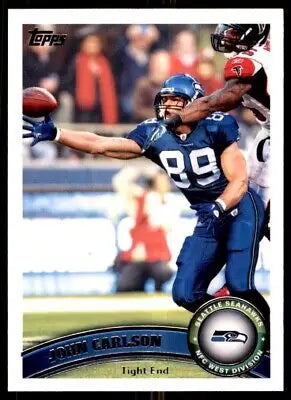 Football card of 2011 Topps John Carlson Seattle Seahawks #391 featuring player details