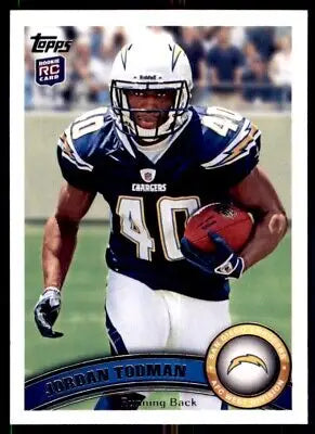 Jordan Todman football card from 2011 Topps San Diego Chargers #325 text-align center