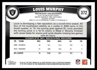 Topps Louis Murphy football card featuring the Oakland Raiders, collectible item