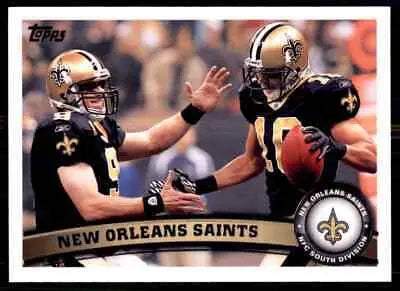 Football trading card of 2011 Topps New Orleans Saints Team #156 featuring Orleans Saints