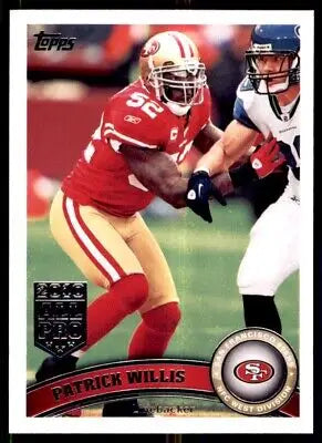 Patrick Willis 2011 Topps football card for San Francisco 49ers displayed center