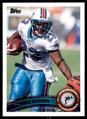 Ronnie Brown 2011 Topps Miami Dolphins football trading card #161 displayed center