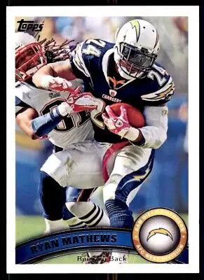 Ryan Mathews football card from the 2011 Topps San Diego Chargers collection