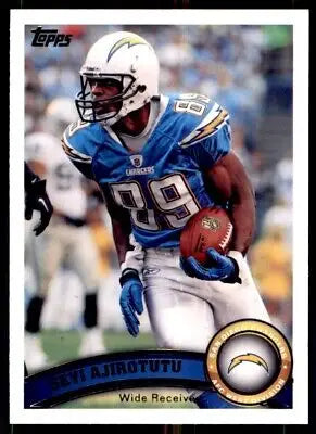 Football player card featuring Seyi Ajirotutu of the San Diego Chargers, text-align center