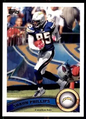 Shaun Phillips 2011 Topps football card for San Diego Chargers displayed text-align center