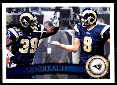 2011 Topps St. Louis Rams football card featuring the Rams team logo and players