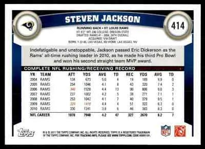 Back of 2011 Topps Steven Jackson St. Louis Rams football card displayed text-align center