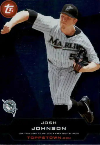 Josh Johnson baseball card from 2011 Topps Topps Town with original gloss, Marlins