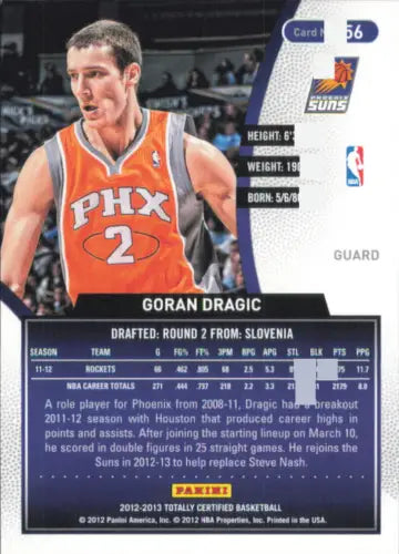 2012-13 Totally Certified Red #56 Goran Dragic basketball card from Phoenix Suns