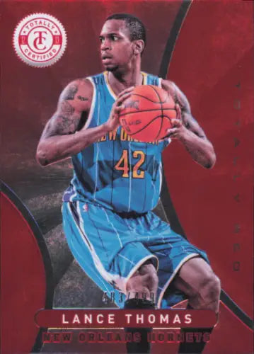 Lance Thomas basketball card from 2012-13 Totally Certified Red #244 New Orleans Hornets