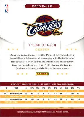 Tyler Zeller Rookie Basketball Card from the Cleveland Cavaliers 2012-13 Hoops #289