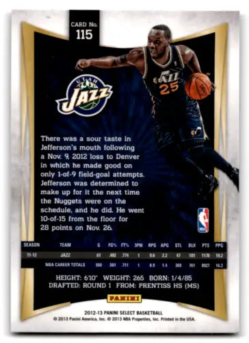 2012-13 Panini Select #115 Al Jefferson basketball trading card, original gloss condition