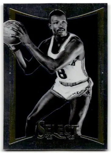 Black and white basketball card of Walt Bellamy from 2012-13 Panini Select original gloss